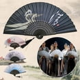 thumbnail image 6 of Fan Han Clothing Accessories Home Decoration Tassel Elegent Female Fan Hand Fan Bamboo Silk Chinese Japanese Folding Fan Shank Classical Dance Fan Vintage Style Folding Fan 1, 6 of 8