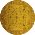 thumbnail image 1 of Ahgly Company Machine Washable Indoor Round Oriental Yellow Traditional Area Rugs, 3' Round, 1 of 4