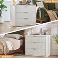 thumbnail image 4 of LEYAOYAO Fluted 3-Drawer Farmhouse Nightstand, Rustic Bedside Table, Mid-Century End Table for Bedroom & Living Room, White, 4 of 9