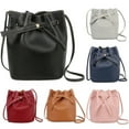thumbnail image 2 of Women Bucket Bag Solid Color Faux Leather Large Capacity Drawstring Casual Waterproof Ladies Crossbody Bag Purse Daily Life, 2 of 10