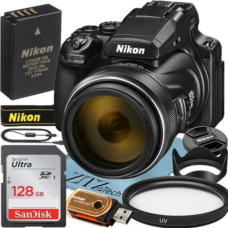 Nikon COOLPIX P1100 125x Super Zoom Compact Digital Camera   128GB Memory Card   ZeeTech Starter Bundle (International Version)
