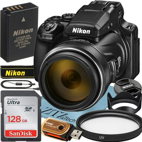 Nikon COOLPIX P1100 125x Super Zoom Compact Digital Camera   128GB Memory Card   ZeeTech Starter Bundle (International Version)