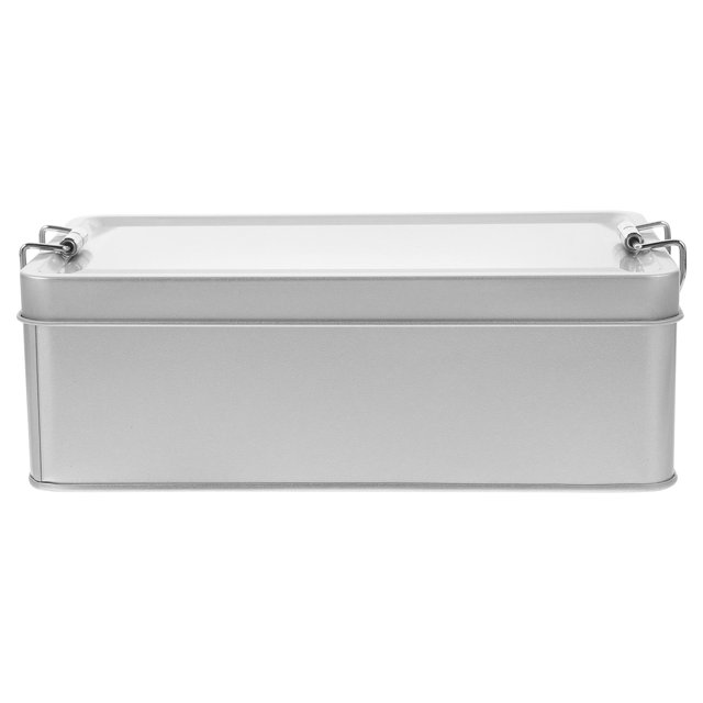 Caja de hojalata plateada en blanco, caja multiusos para guardar dulces, golosinas para fiestas, caja vintage para refrigerios