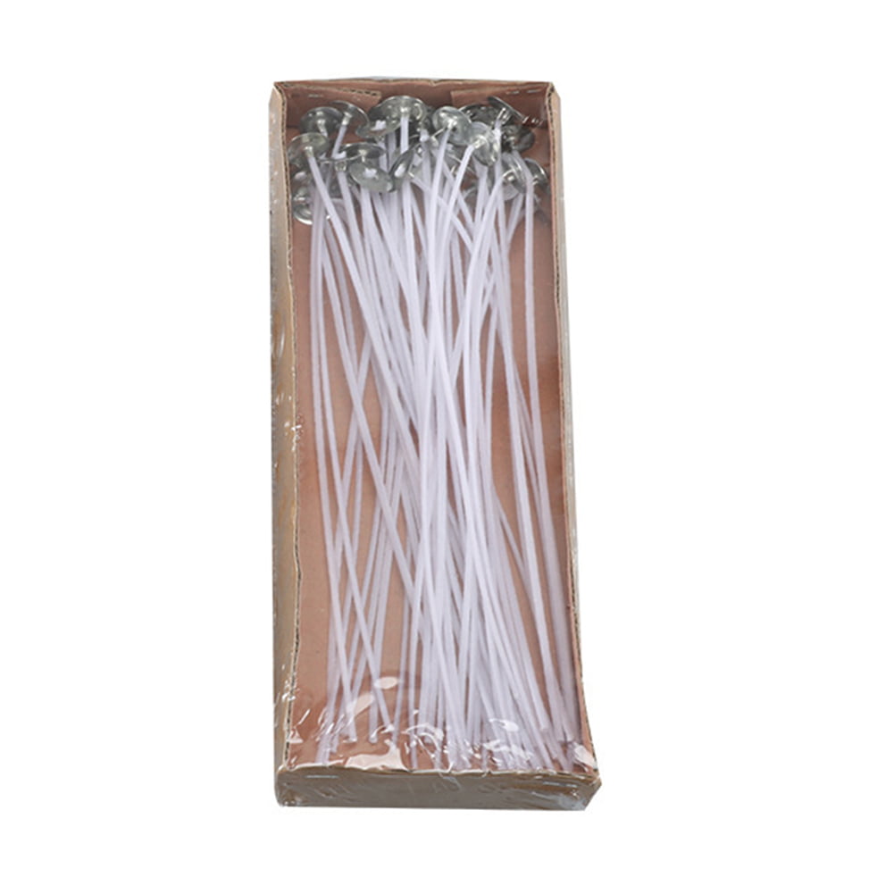 Laileya 50pcs Natural Candle Wick Core With Metal Sustainers Low Smoke For Candle Making DIY