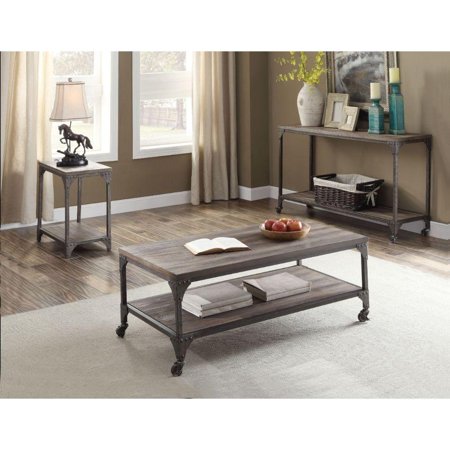 Rustic Weathered Oak & Antique Nickel Living Room Set by Acme Gorden 81449-3pcs
