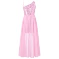 thumbnail image 6 of Hansber Sequin Romper Dress One Shoulder Sleeveless Flower Girls Wedding Party Pageant Gowns Pink 16, 6 of 7