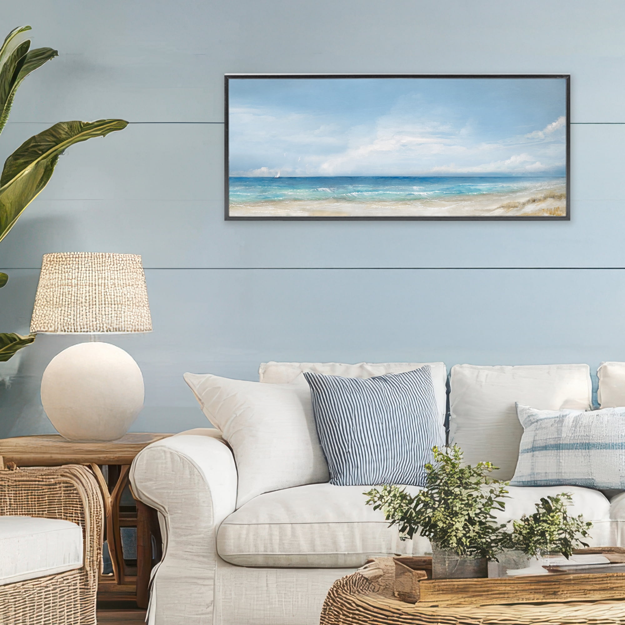Stupell Industries Open Panoramic Sea Black Framed Giclee Art, design by Ruane Manning