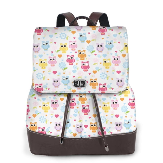 Balery Cute Owl Mochila de Cuero para Mujeres, Gran Capacidad, Bolsa de Viaje Multifuncional, Mochila de Cuero y Bolsa de Hombro para Mujeres