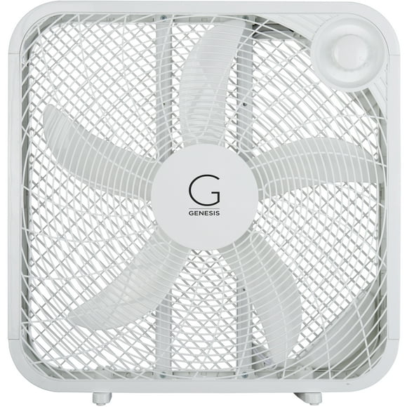 Genesis 20" Box Fan, 3 Settings, Max Cooling Technology, Carry Handle, White