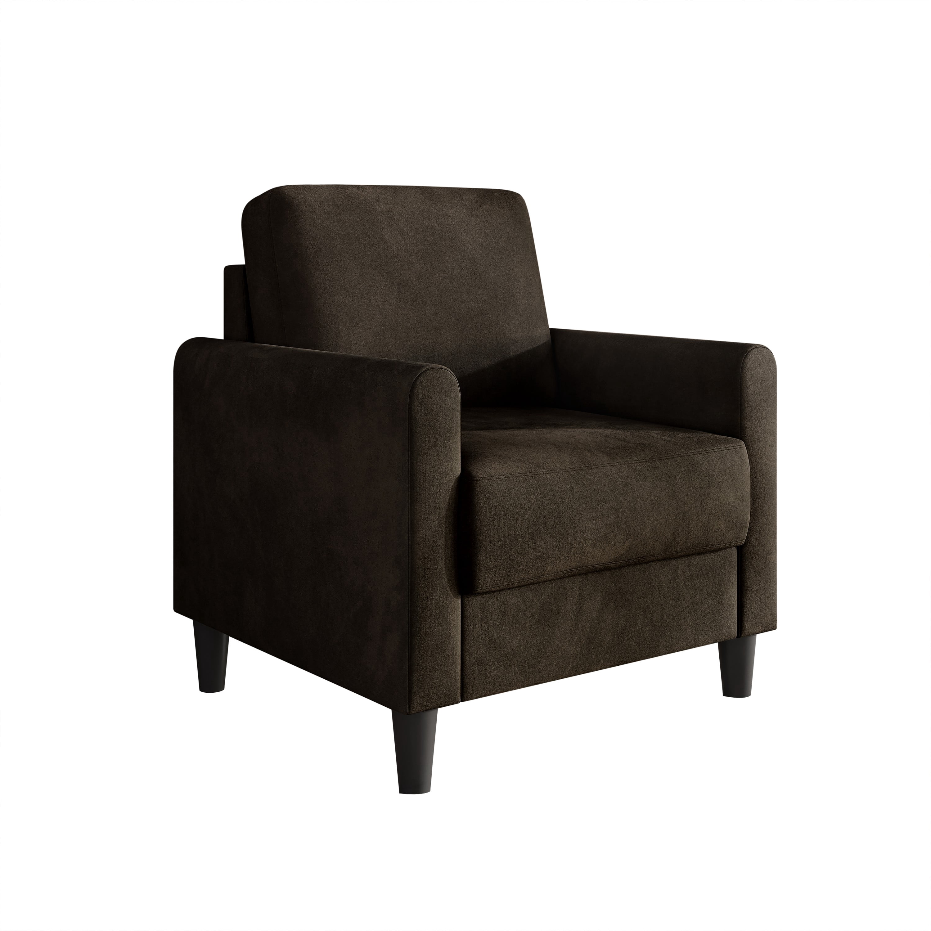 Home Design Goliad Velvet Armchair with Pocket Spring, Soft Cushions, Clean Lines Design, Brown