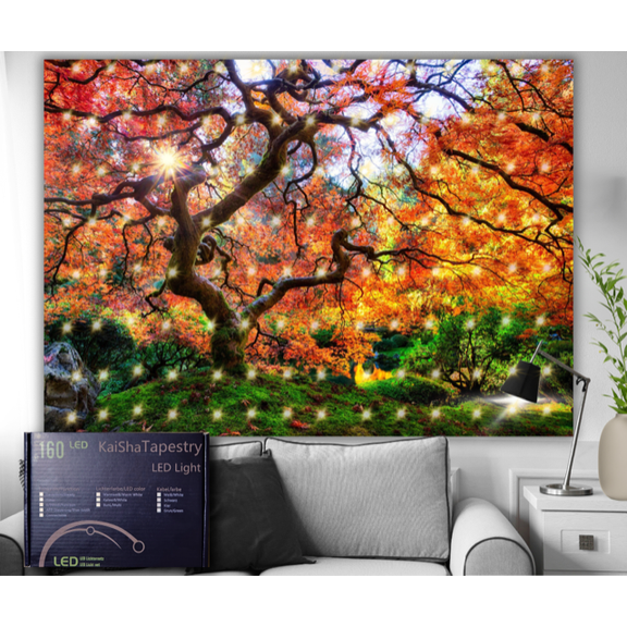 KaiSha LED Tapestry Wall Hanging; Modern Abstract Trees Scenic View Art Dcor Home Decoration Bedroom Forest Nature Landscape Scene