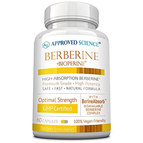 Approved Science Berberine - with BioPerine - 1000 mg High Absorption Berberine - 60 Capsules - 1 Month Supply - Vegan