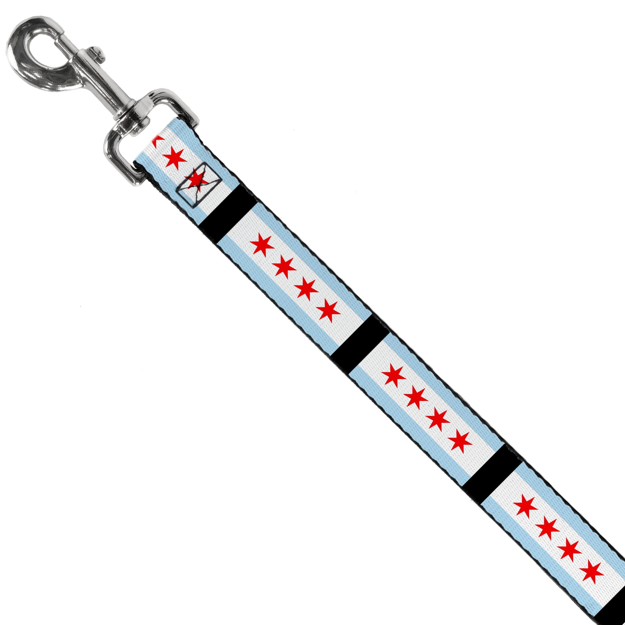 Buckle-Down Pet Leash, Dog Leash, Chicago Flags Black, 6 Feet Long 1.0 Inch Wide
