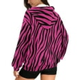 thumbnail image 2 of SCRAWLGOD Crimson Zebra Print Loose Fit Full Zip Up Hoodies for Women Drawstring Pockets Clothing Casual Fashion Outfits Hooded Elastic Sweater for Exercise Yoga, XL, 2 of 7