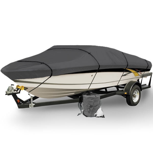 Marine Grade Trailerable Boat Cover Commercial Light Weight Fits V-Hull Tri-Hull Runabouts and Bass Boats Accessories 17-19ft Black, Model C - Length:17'-19' Beam width: up to 118 20-22ft 