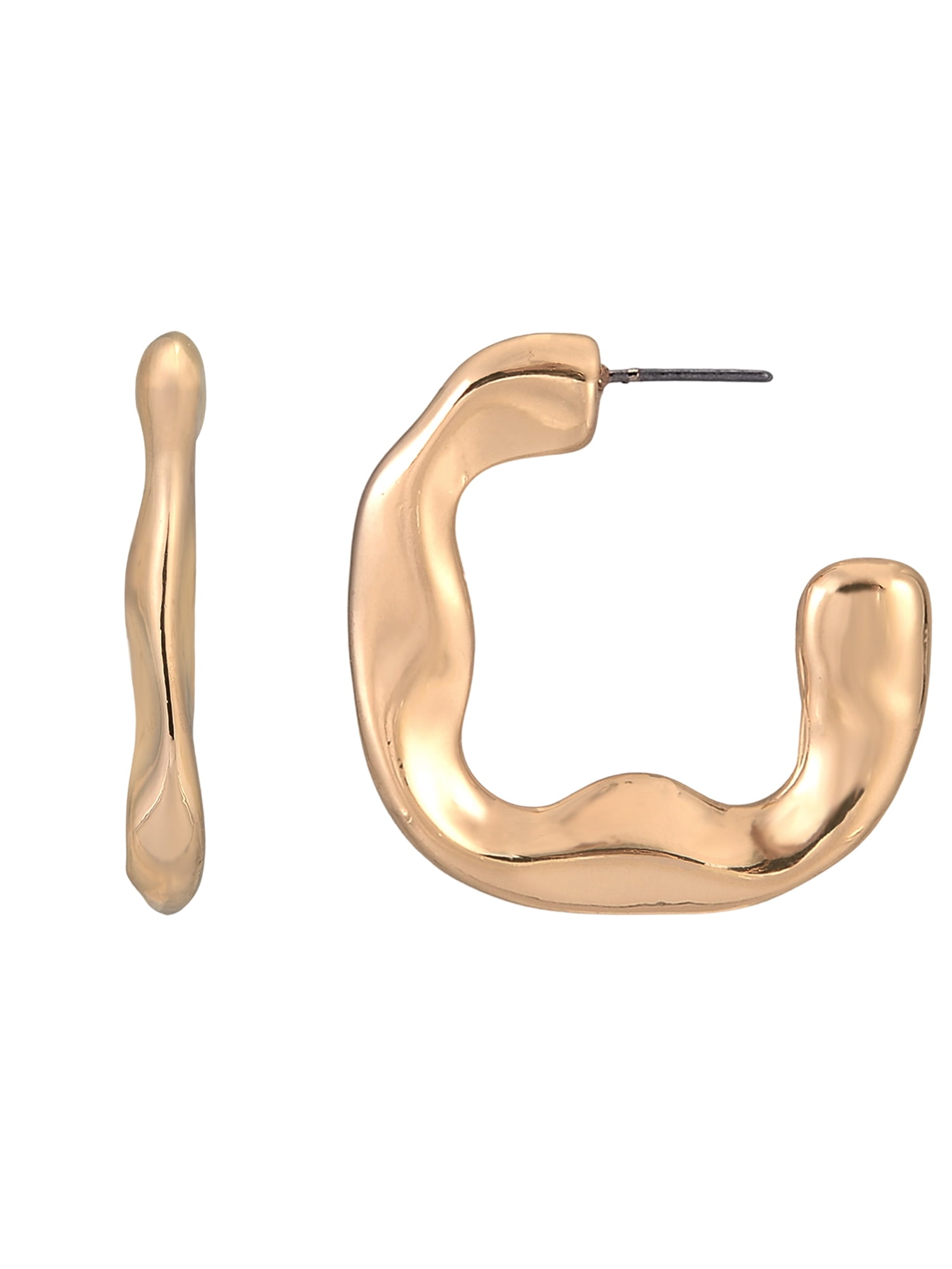 Time and Tru Goldtone Wavy Hoop Earring