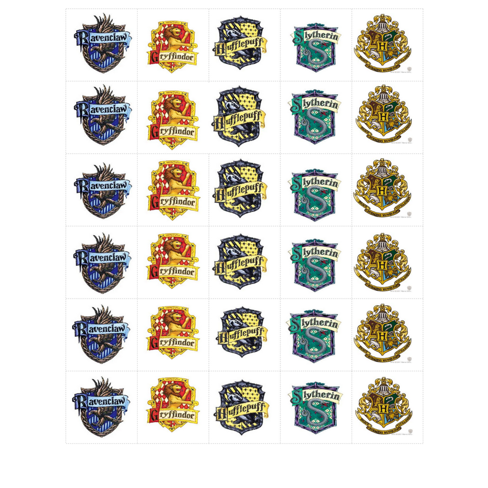 30 Harry Potter Hogwarts School & House Crests Edible Cookie and