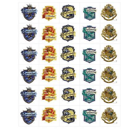 30 Harry Potter Hogwarts School & House Crests Edible Cookie and Brownie Toppers 1.5