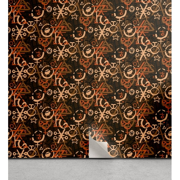 Ambesonne Geometric Peel & Stick Wallpaper for Home, Graffiti Art Earthy Back, 13"x36", Brown and Burnt Orange