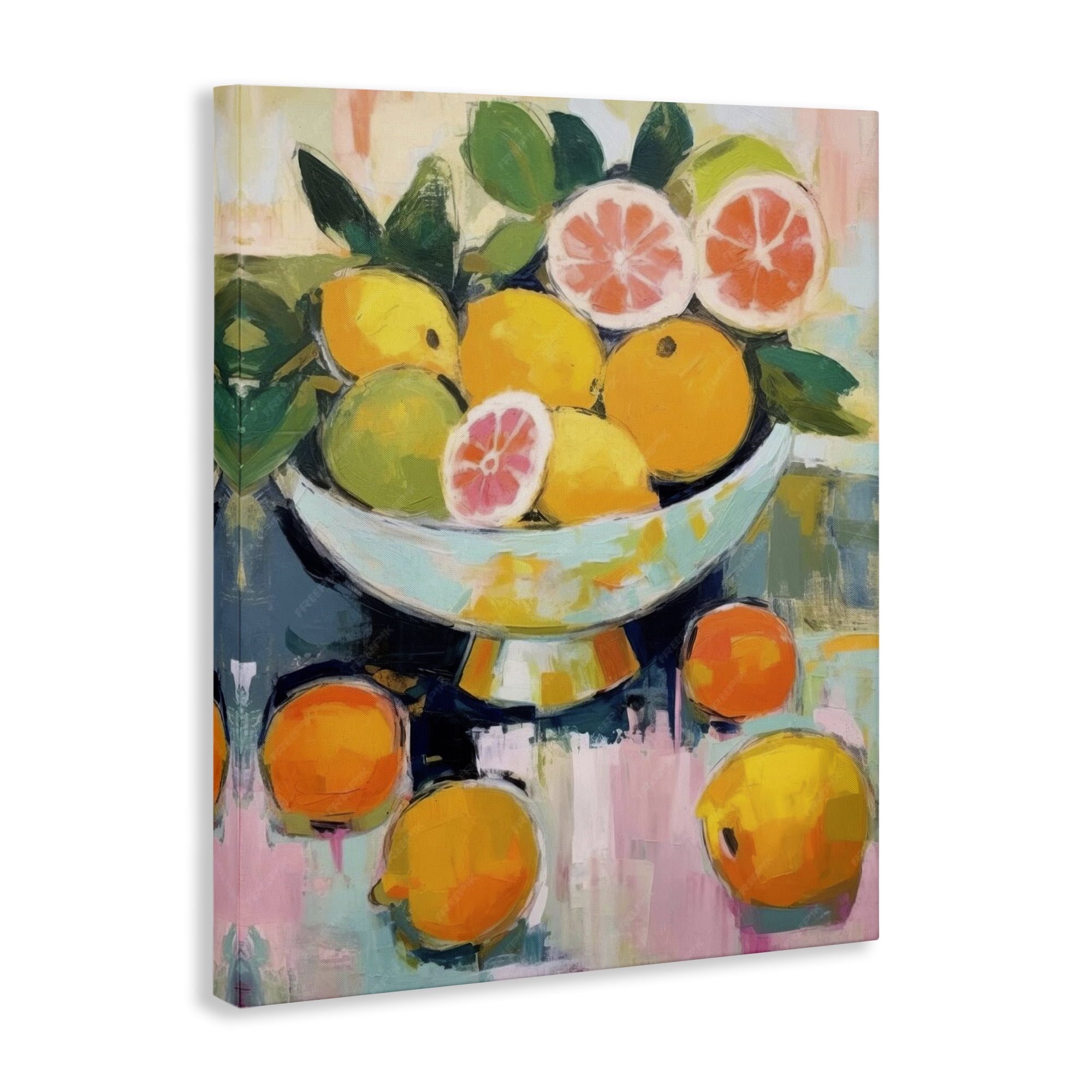 Stupell Industries Abstract Citrus Still Life Food & Beverage Painting Wrapped Canvas Art Print Wall Art, 16 x 20
