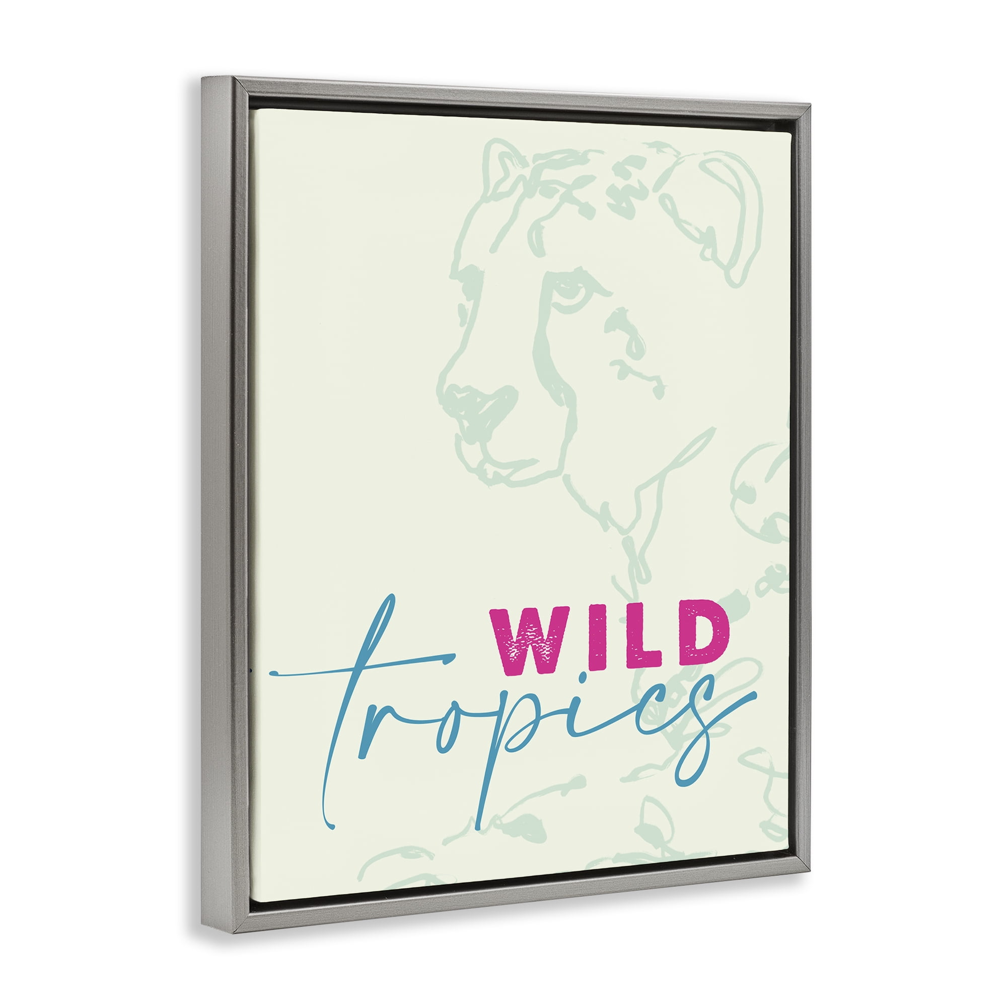 Stupell Industries Wild Tropics Cheetah Gray Framed Floater Canvas Wall Art, design by Lanie Loreth