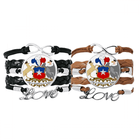 chile national emblem country bracelet hand strap leather wristband double set