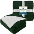 thumbnail image 2 of PAVILIA Reversible Sherpa Fleece Throw Blanket Emerald Green, Plush Flannel Throw, Ultra Soft Warm Ribbed Microfiber Blanket for Sofa Couch Bed, Luxury Thick Striped Blanket, Green, 50x60, 2 of 7