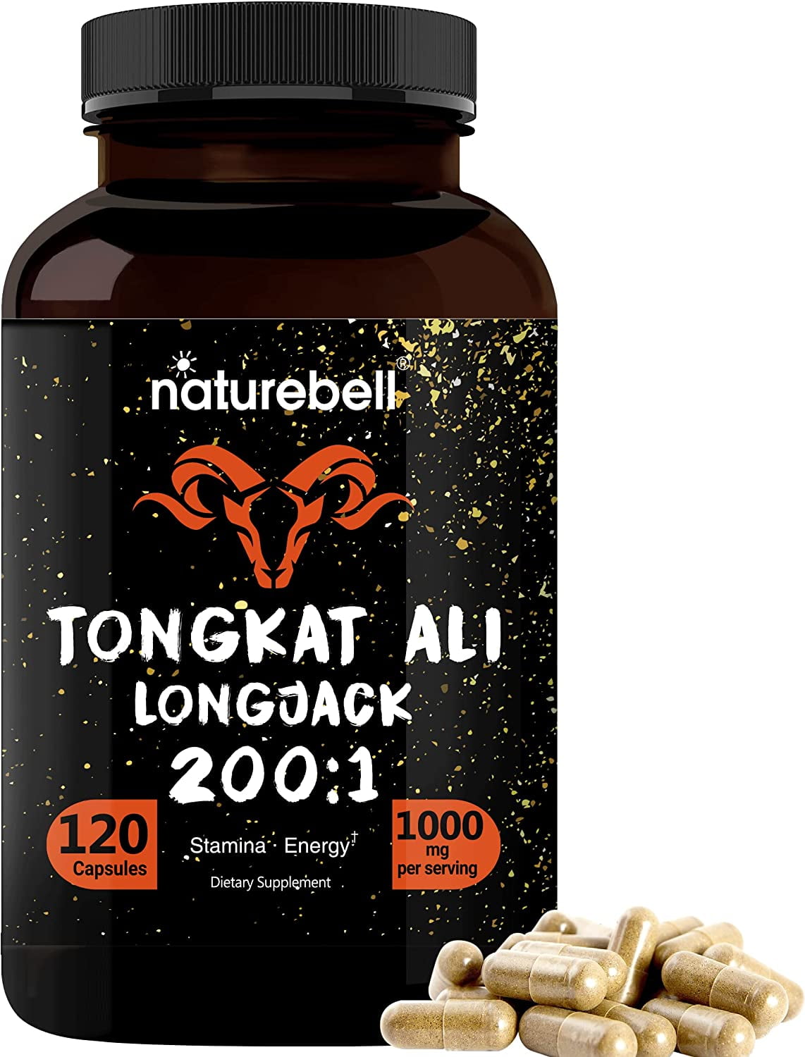 Tongkat Ali 200:1 as Long Jack Extract (Eurycoma Longifolia), 1000mg Per  Serving, 120 Capsules, Supports Energy, Stamina and Immune System for Men  and Women, Indonesia Origin, Non-GMO 