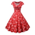 thumbnail image 1 of Vestido de fiesta de Navidad para mujer, manga corta, cuello en V, elegante estampado Vintage, vestido veraniego para graduación de Año Nuevo, bata 3XL, 1 of 4