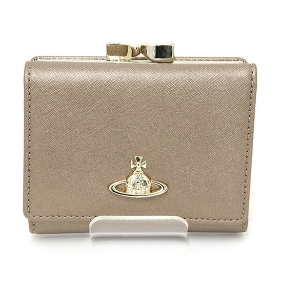 Pre-Owned Vivienne Westwood VICTORIA clasp tri-fold wallet Orb Gold