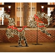 GKI/Bethlehem Lighting LED Lighted Leaping Reindeer Topiary Christmas Outdoor Decor - 5.75' - Green