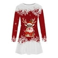 thumbnail image 6 of Womens Dress Fashion Casual Christmas Dress Long Sleeved Printed Round Neck Party Christmas Snowflake Dress, 6 of 6