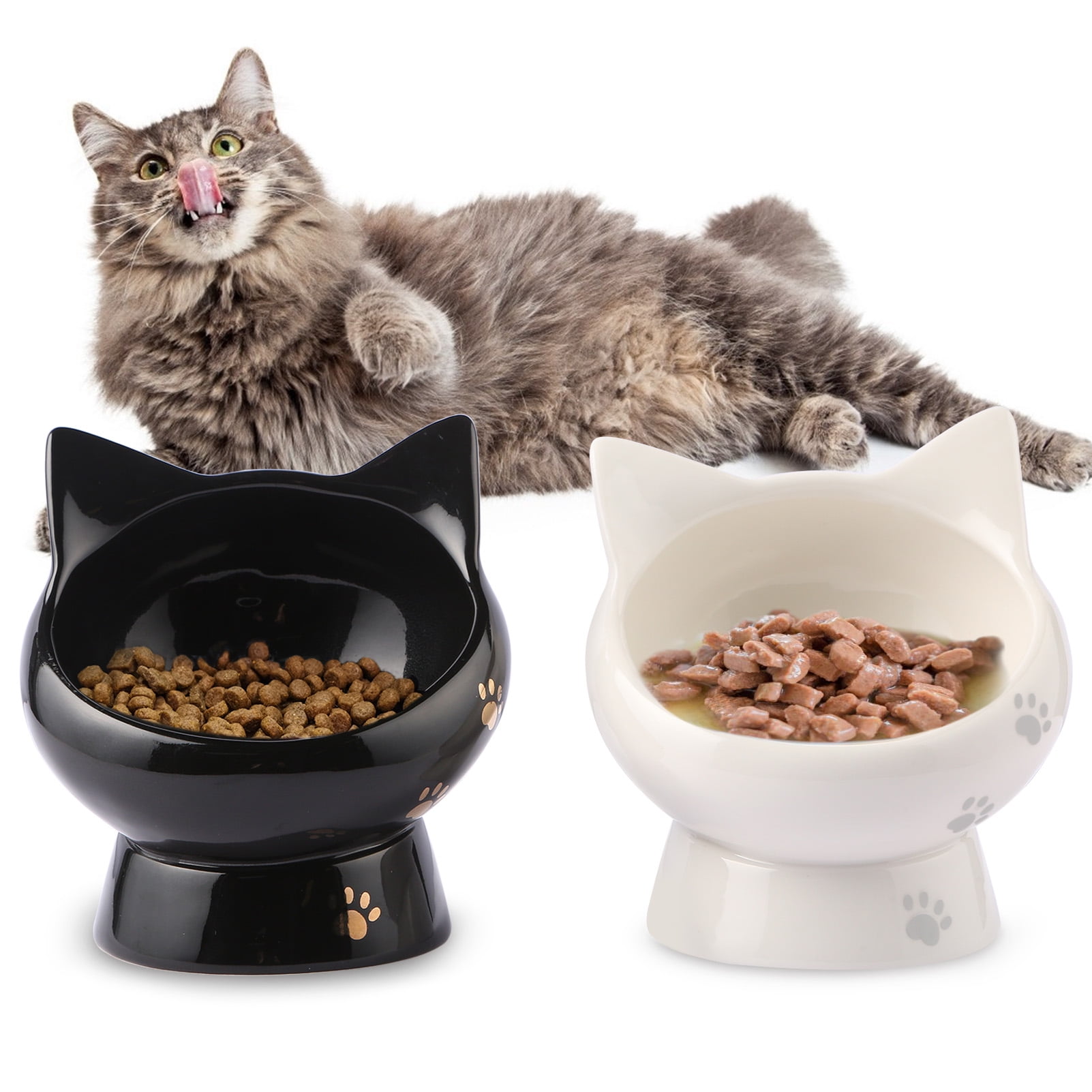 MiaCara Desco Cat Feeder | Shop Elevated Bowls for Cats / White