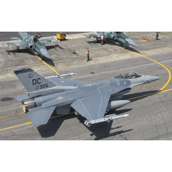 US Air Force F-16 Fighting Falcon at Natal Air Force Base Brazil Canvas Art - Giovanni CollaStocktrek Images (18 x 11)