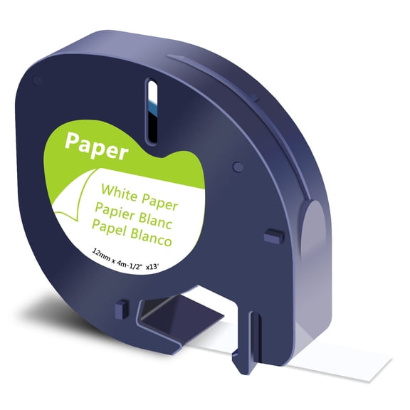 GREENCYCLE 1PK Compatible for DYMO LetraTag Refills 91330 12mm Black on White Paper Label Maker Tape