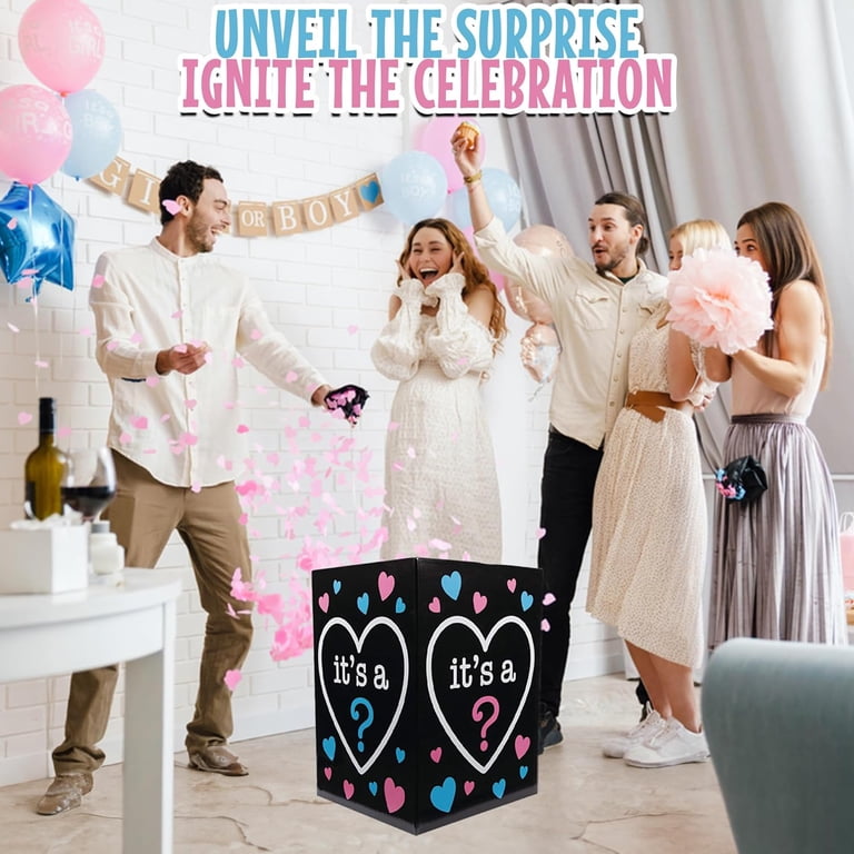 Gender Reveal Ballon Géant Xxl De 91Cm Avec Confettis De Cœur + Ballon