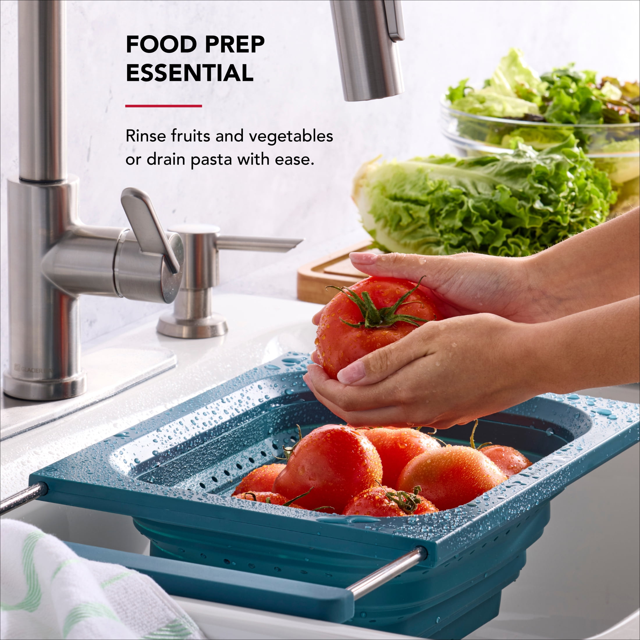 KitchenAid Collapsible Over the Sink Colander and Strainer for Kitchen, Agave