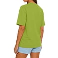 thumbnail image 4 of Women Crewneck Short Sleeve Relaxed Fit T Shirt Classic Pullover Top Soft Cotton Casual Tee for Daily Wear Fluorescent Green L, 4 of 4