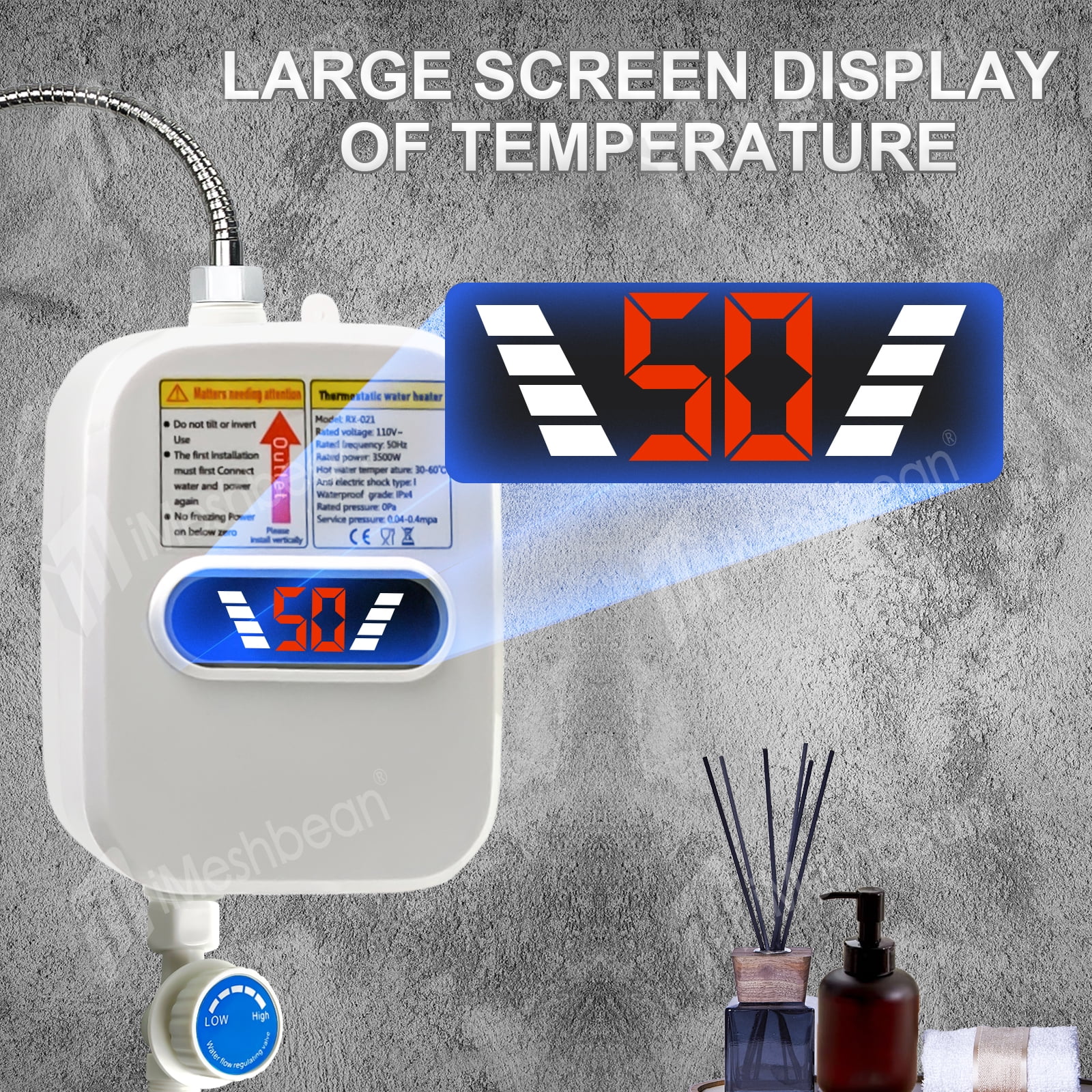 3500W Electric Tankless Water Heater Instant Hot Water Heater for Sink & Shower