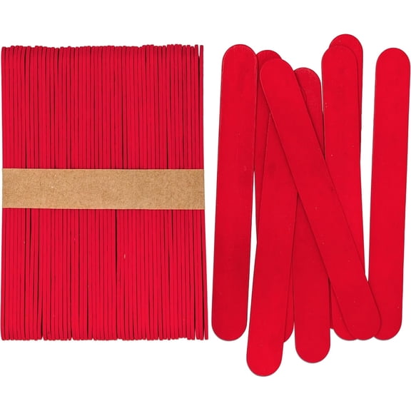 CraftySticks- 50 Pack 6 Inch Red Painted Wood Craft Sticks, Jumbo Popsicle Sticks for Crafts, Learning and STEM Basics