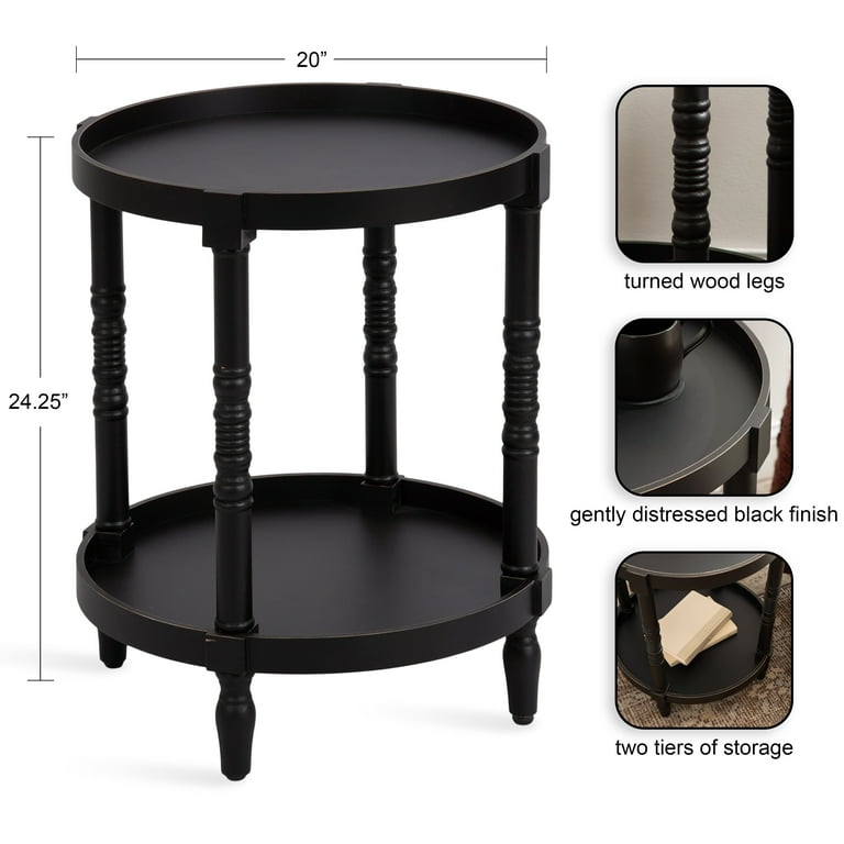 Kate and Laurel Bellport Side Table, Round Wooden Top