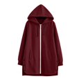 thumbnail image 5 of Women Hoodie Jacket Sevevn Hooded Full Zip Longline Fit Fleece Fabric Side Snap Buttons Side Pockets Long Sleeve Outerwear For Daily Casual Wear, 5 of 9