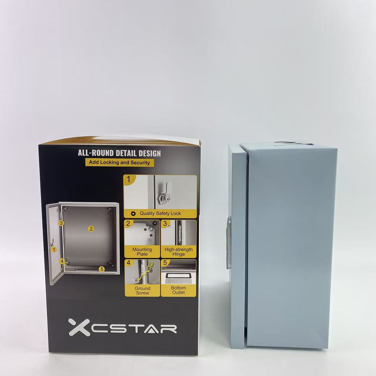 xcstar Eelectrical distribution boxes,Outdoor Electrical Box,16x12x6 SteelJunction Box, Electrical Enclosure Box IP66 Waterproof &Dustproof