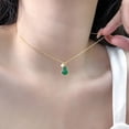 thumbnail image 3 of 14K Gold Lucky Fortune Pearl Necklace, Natural Jadeite Pendant, Elegant Freshwater Pearl Jewelry Gift for Her, 3 of 5