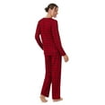 thumbnail image 6 of Aria Brushed Jersey Knit Long Sleeve Split Neck Pajama Set with Pockets, Sizes XS-5X, 6 of 6
