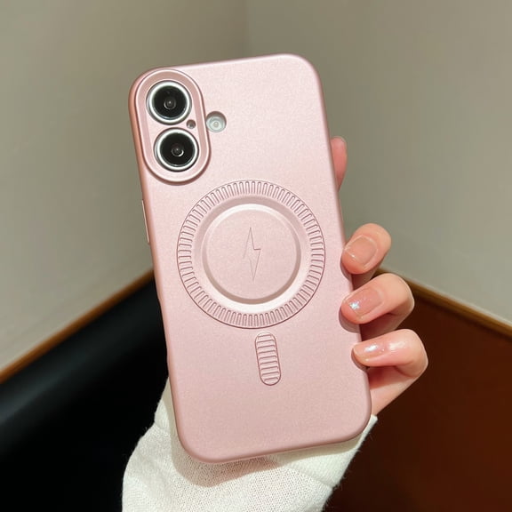 Metallic Phone Case for Apple iPhone 15, Compatible with Magsafe Wireless Charging Anti-Scratch Soft TPU Bumper Anti-Scratch Mangetic Case for Women Men, Pink