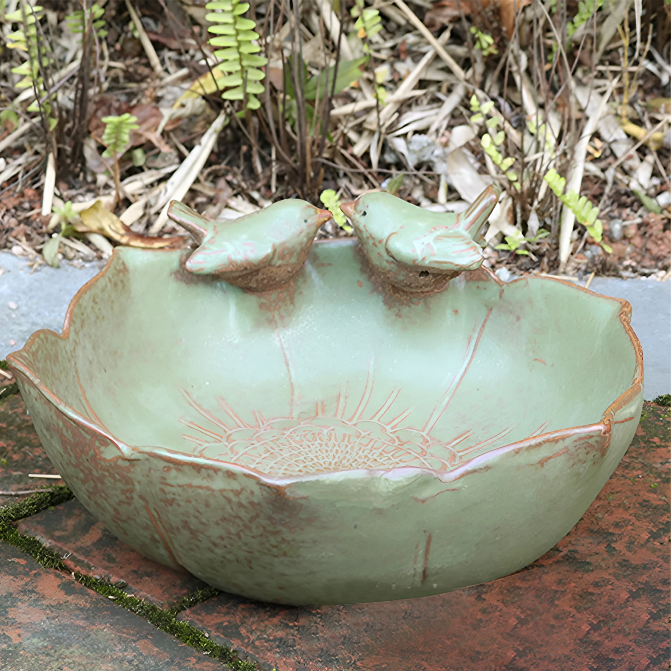 ACDANC Bird Bath for Outside on Ground Ceramic Birds Bath Bowl Handmade Ground Bird Feeders and Birdbath for Outdoors Garden Tabletop Balcony
