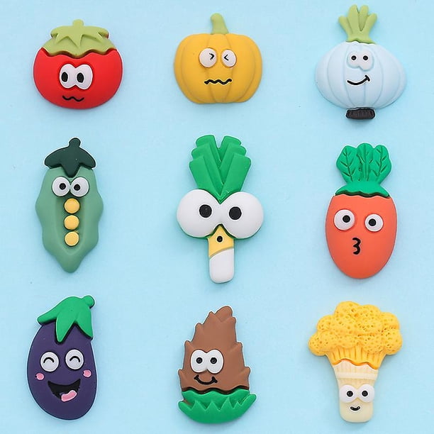 Taian 18 Piezas Imán de Resina para Refrigerador Mini Lindo Plato de Decoración de Frutas y Verduras Pegatina Magnética Decoración de Refrigerador Estilo Mixto