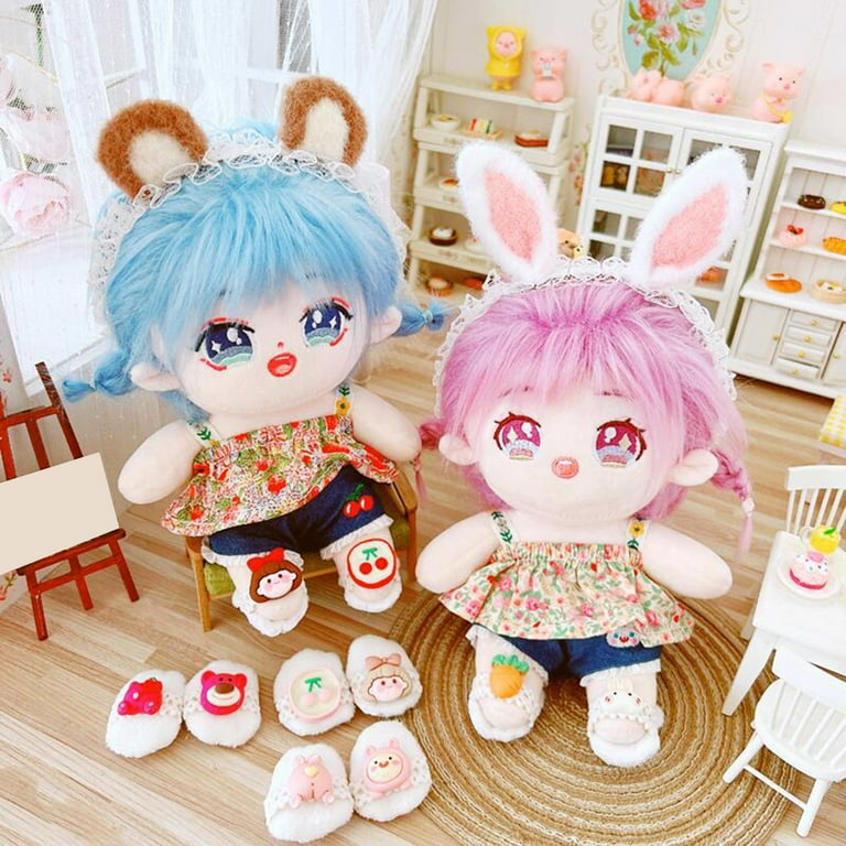 Anvazise Doll Clothes Lovely Birthday Present Replaceable 20cm Cotton Doll Floral Halter Top Hot Pants Shoes for Girls style H