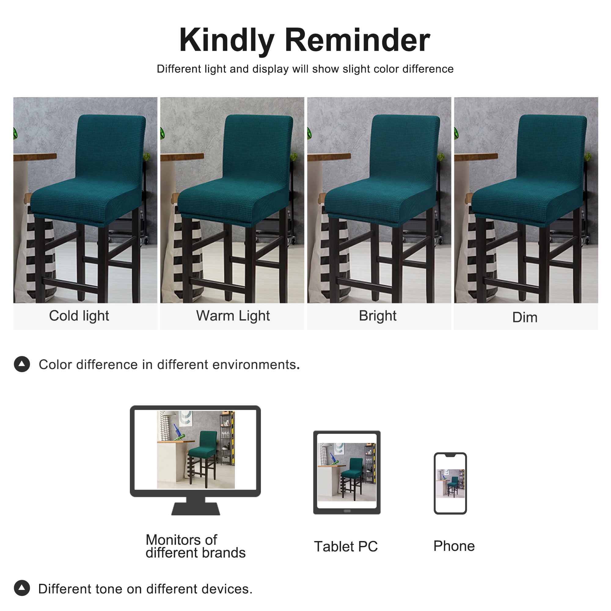 Unique Bargains Polyester Stretch Bar Stool Covers Elastic Band Mid Back Chair Slipcover Teal 1 Pc